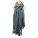 Steve Madden  Rectangular Oversized Gray Fringed Scarf Photo 1