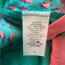 Lovemarks  tank top blouse shirt size Large Green Pink Birds semi-sheer Photo 7