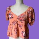 Abound NWT  Orange Floral Print Puff Sleeve Top Size Medium Photo 4