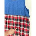 Vtg 90s Original TY Wear Denim Jumper Jean Dress Long Red Flannel Size 1X Pocket Blue Photo 12