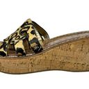 Sam Edelman  Regis Leopard Calf Hair Platform Wedge Sandals Black Brown Size 7.5 Photo 2