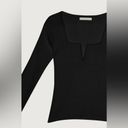 Oak + Fort  Square Neck Sweater Top Ribbed Black Photo 5