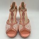 Top Moda  Sandal Womens 8 Pink Rhinestone Strappy Lace Sandal NEW Photo 4