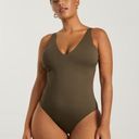 Everlane  One Piece V Neck Swimsuit Olive Green Sz M Photo 0