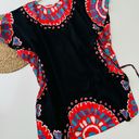 Trina Turk  | GUC Black & Multi Colored Beach Coverup Deep V w/ Tie Back Size S Photo 6