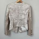 BCBGMAXAZRIA  Women's Medium Long Sleeve Snakeskin Jordyn Blazer Jacket Ivory Photo 7