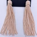 Pink Blush nOir seed beaded tassel long  earrings- New Photo 3