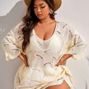 SheIn  Curve Crochet Knit Coverup Dress Long Sleeve Tan Size 3XL Plus Tan Beige Photo 0