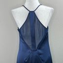 Halston Heritage  Navy Blue Satin Illusion-Back Slit Slip Gown Size 6 New Photo 10