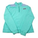 Vineyard Vines READ  Gingham Shep Shirt 1/4 Zip Green Blue Women's Size Medium Photo 0