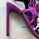 Gucci  Purple Berries Becky Suede Fringe Sandals Heels Size 37.5 Photo 10