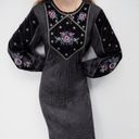 ZARA  EMBROIDERED MIDI Dress w/ Round Neck & Long Sleeves w/ Elastic Cuffs NEW Photo 9