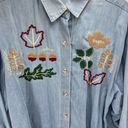 Vintage Blue Women's Button Up Shirt Embroidered Maple Acorn Oak Oversized  XL Photo 10