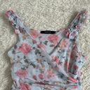 Arden B  Small Y2K Blue Pink Floral Ruffle Mesh Tank Top Coquette Rose Photo 3