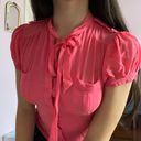 Bebe Y2k  pink button down cap sleeve blouse Photo 1