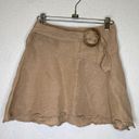 Free People  Higher Ground Flared Tan Linen Mini Skirt EUC Sz 2 Belted Side Zip Photo 0