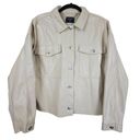 T Tahari Tahari Womens L Cream Faux Leather Shirt Jacket Shacket Vanilla Boxy Oversized Photo 0