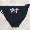 Topshop Black and Pink  Floral Embroidered String Bikini Bottoms Photo 11