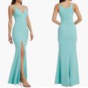 Dress the Population NWT  Iris maxi slit crepe gown tranquil blue sz M Photo 1