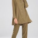 Natori  Green Sanded Twill Long Sleeve Button Front Tunic Size S Photo 0