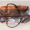 Bueno  Weekender Duffel Carry-on Bag Brown with Snakeskin Print and Brass Accents Photo 5