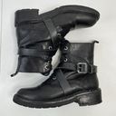 All Saints Size 36 5 Combat Boots Black Leather Criss Cross Buckle Strap READ Photo 1