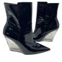 Stuart Weitzman  Lucite 100 Wedge Bootie in Black Patent Leather sz 9 Photo 0