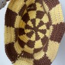 Handmade Yellow & Brown Checkered Crochet Bucket Hat Photo 4