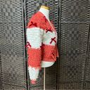 Mighty fine  loop & bow cropped cardigan sweater sz medium pinkish red and white Photo 4