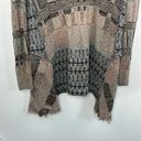 BKE  Patchwork Blues Women’s Multicolor Fringe Sweater Cardigan size Large Photo 12