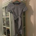 Lulus  black & white micro‎ plaid short sleeve mini dress w/ front back wrap tie Photo 8