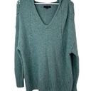 American Eagle  Sz L Sweater Hooded Jegging Fit Teal Wool Blend Pullover Women’s Photo 0