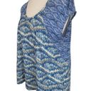 Akemi + Kin Anthropologie Akemi Kin Meuse Mixed Print Blue Abstract Short Sleeve Flowy Top Photo 3