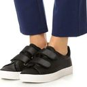 Joie  Diata Satin Two Strap Low Top Sneakers Hook and Loop Round Toe Black Size 9 Photo 0