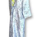 Oscar de la Renta  Pink Label Housedress Robe Reflective Blue Chartreuse Floral Photo 5