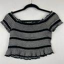 Sky And Sparrow  Crop Top Black & White Smocked Cropped B&W Stretchy Small S Photo 4