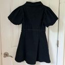 Allegra K Allegra Denim Dress Button Down Pockets Puff Sleeve Collared Jean Dresses Photo 3