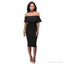 Boutique NEW Black Off The Shoulder Bodycon Midi Dress Photo 1