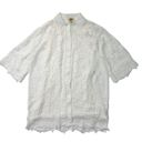 Farm Rio NWT  Tropical Wind Guipure Lace Shift in Off-white Shirt Dress S Photo 2