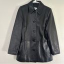 Liz Claiborne  Sleek Black Leather Jacket Vintage 90s Retro Classic Casual Small Photo 0