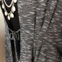 St. Tropez  West Open Front cardigan sweater w/tie knit top tunic black gray Photo 4