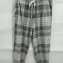 Aerie  Pj Pant Women Medium Grey White Fleece NEW Loungewear Plaid Pajama Jogger Photo 0