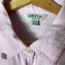 Orvis  Women's Size Medium Linen Blend Roll Tab Sleeves Button Down Shirt Pink Photo 6