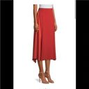 Hugo Boss  Veilla Red Mixed Media Asymmetric Hem Midi Skirt Satin Size 4 Photo 0