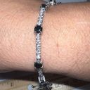 Onyx Diamond and  Sterling Silver Tennis Bracelet with Double Lock Clasp Photo 2