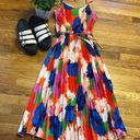 Sam Edelman NWT Floral Plisse Pleated Spaghetti Strap Midi Dress Size Medium Photo 0