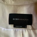 BCBGMAXAZRIA  Leather Military Colorblock Peplum Soft Cream Jacket Size Small Photo 7