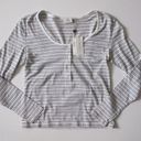 AG Adriano Goldschmied NWT AG Jeans The Aiden Henley in Medium Heather Gray Striped Tee Top XS $148 Photo 1