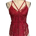 One Piece Red Lace Mesh  Teddy Size Large NWOT Photo 0