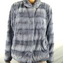 Dennis Basso Dennis by  Faux Fur Grey Coat Jacket Rhinestone Brooch Closure Large Photo 0